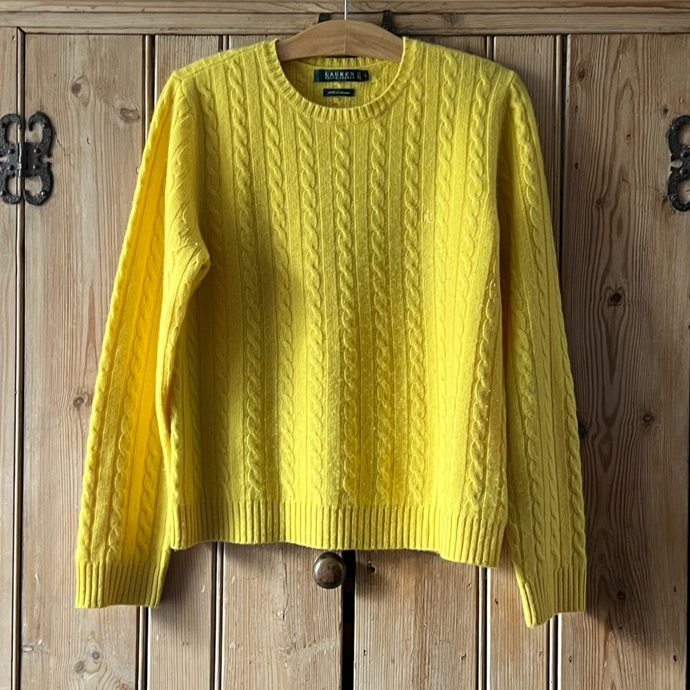 Ralph Lauren Women’s Yellow 100% Cashmere Sweater
